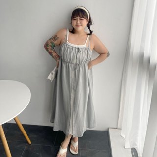 LULUS/PLUS/中大尺碼/文青氣息綁帶細肩罩衫洋裝３色【A03250036】250528