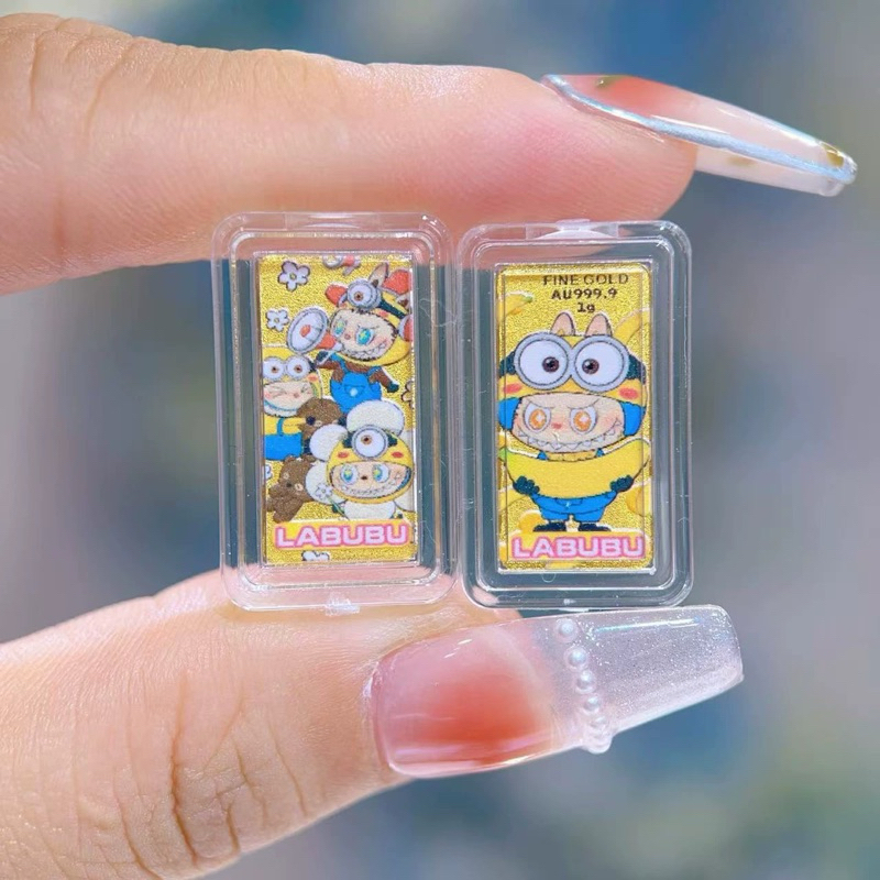 金大囍銀樓黃金999.9卡通小金條一克約0.27錢正反面拉布布小黃人黃金收藏投資自用送禮生日禮物