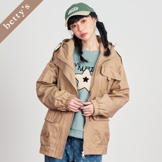 betty’s貝蒂思(45)多口袋抽繩中長版連帽外套(卡其)