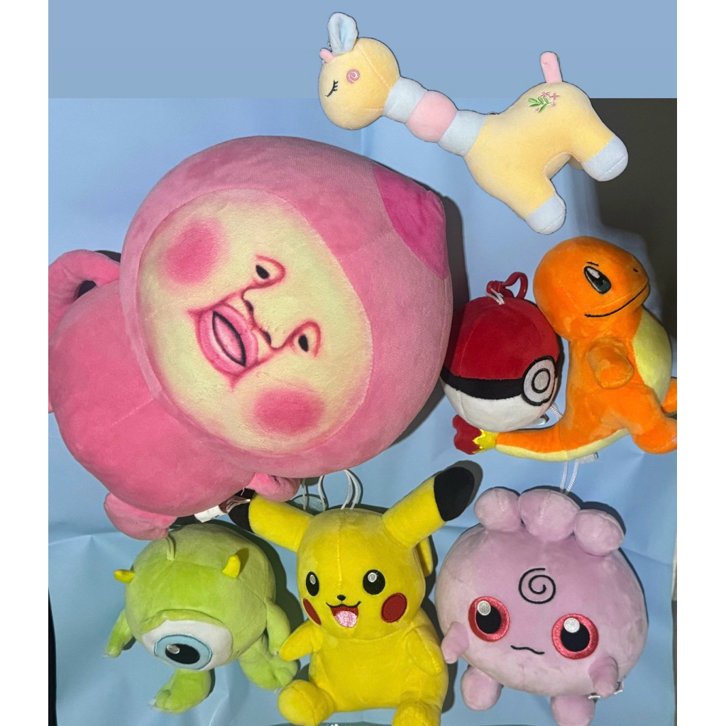 娃娃出清 醜比頭、寶可夢皮卡丘、大眼仔、小火龍、寶寶丁、寶貝球