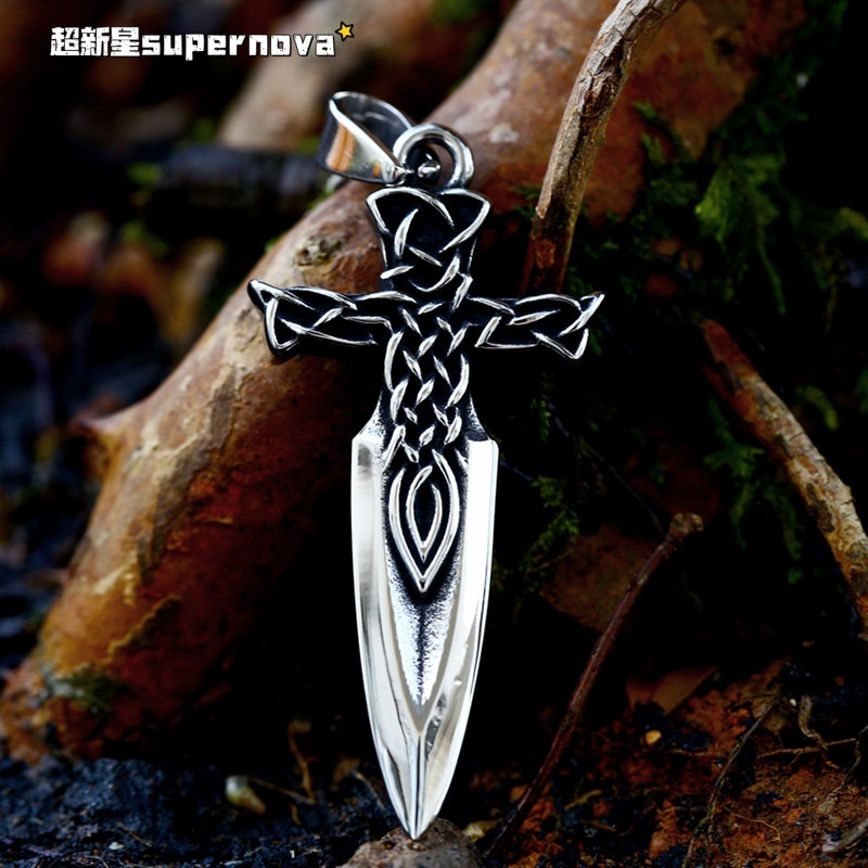 超新星⭐💯純正鈦鋼 “大寶劍”北歐維京凱爾特結刀劍復古吊墜項鍊 吊飾 掛件 鈦鋼項鍊 男士項鍊 個性項鍊 嘻哈項鍊 項鍊