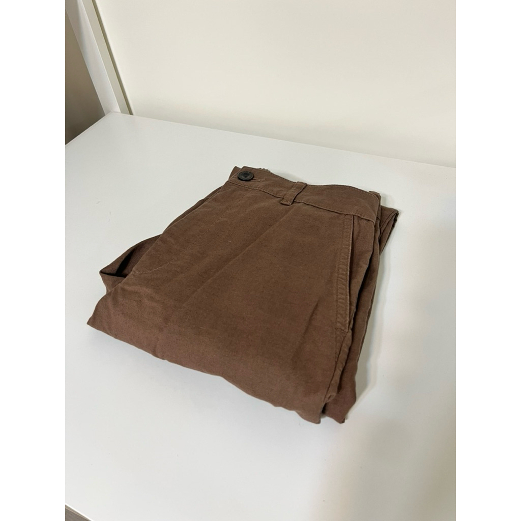 Uniqlo 咖啡色亞麻長褲s號_二手