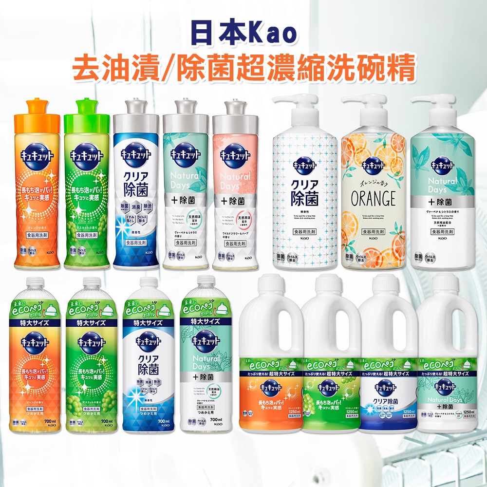 日本 花王 KAO 珂珂透 Cucute 濃縮 洗碗精 240ml 除菌 去油 洗潔精 多款香味 補充瓶 現貨 日日會社