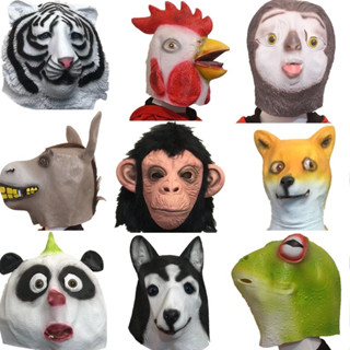 小廢物俱樂部 搞怪動物面具頭套 老鼠 樹懶 馬頭猩猩魚人造型｜萬聖節派對表演道具 恐怖面具 派對面具 生日禮物 交換禮物