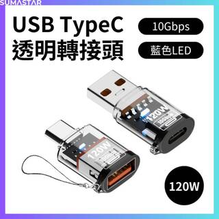USB to TypeC 透明轉接頭 10Gbps 120W A to C 轉接頭