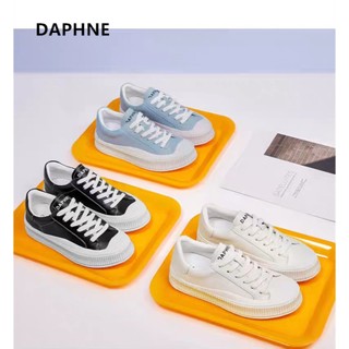 Daphne/達芙妮專櫃正品2025春秋新款女鞋 ins潮舒適百搭板鞋厚底真皮拼色休閒小白鞋 全新清倉特價 挑戰最低價