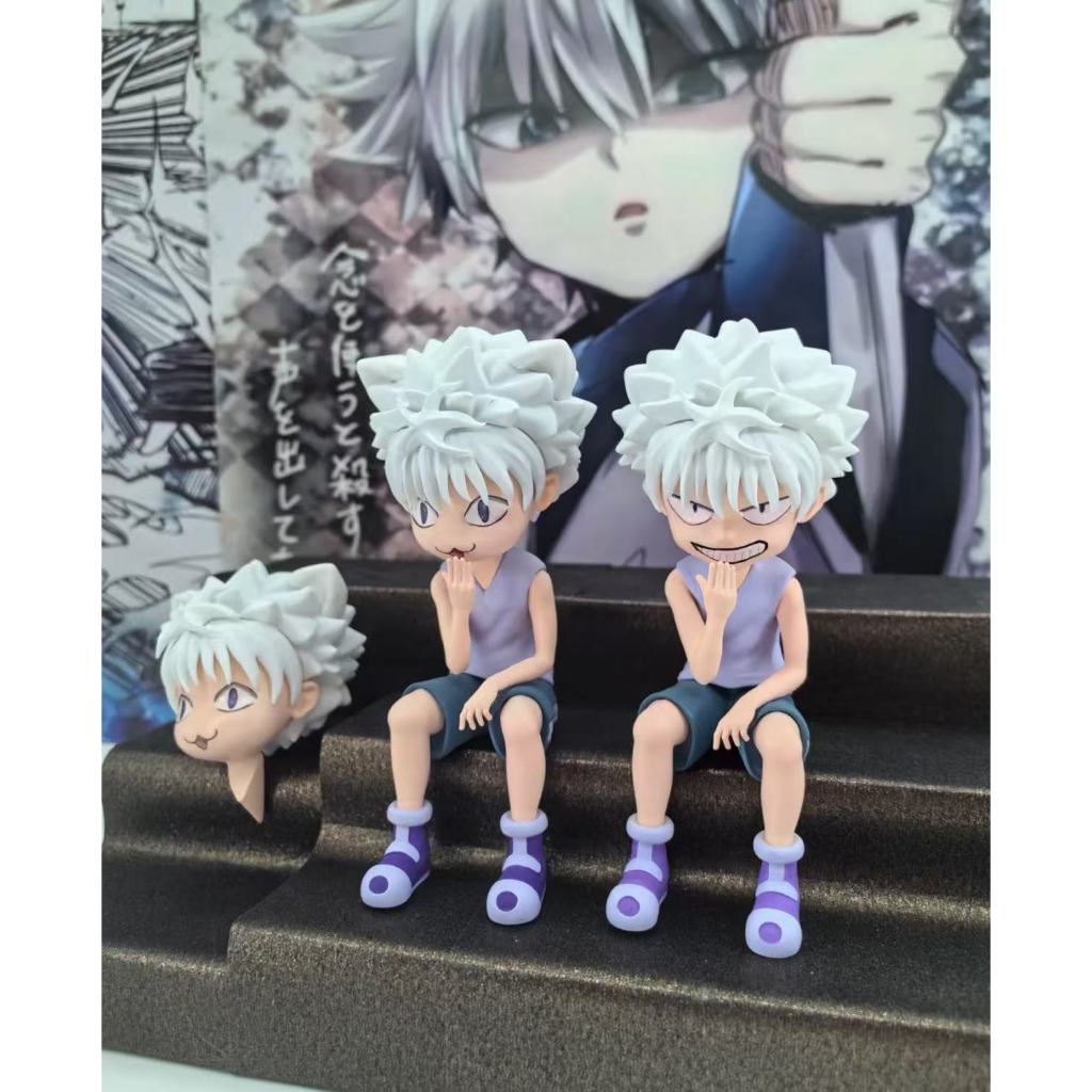 💡台灣出貨 貓貓臉奇犽 全職獵人 貓貓臉  奇犽壓泡麵 坐姿奇犽比耶 公仔  車擺件 趣味擺件 手辦 獵人 送男禮物