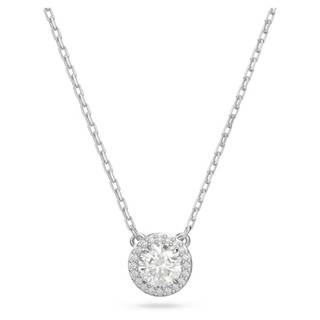 【輕鬆購精品百貨】SWAROVSKI 施華洛世奇 Una 圓形切割滿圈中心白色水晶 鍍白金項鍊 5636264