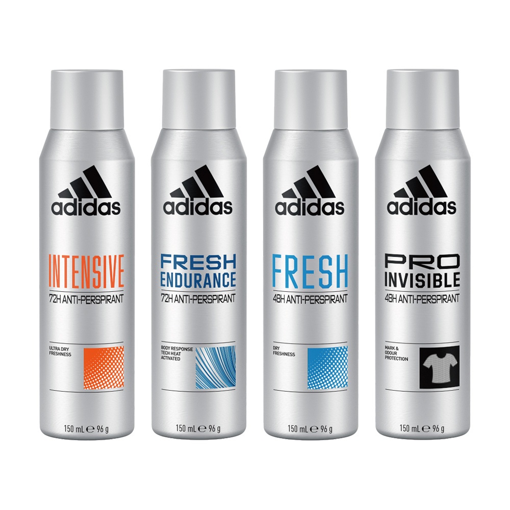 Adidas 愛迪達 男性制汗爽身噴霧-150ml 勁涼舒爽/強效乾爽/清爽長效/無痕乾爽【佳瑪】止汗噴霧 止汗