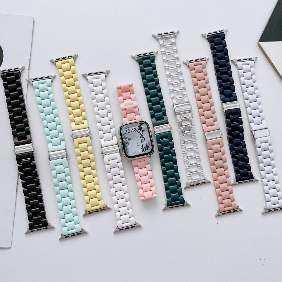 Apple watch 錶帶 適用 iwatch 10代 ultra 9/8765 se/S10 手錶帶 三珠亞克力
