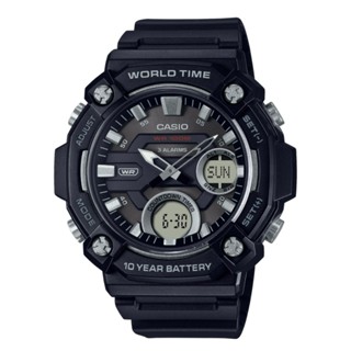 CASIO 卡西歐 超大尺寸運動雙顯電子錶 多功能 鬧鈴 計時碼錶 世界時區 100米防水 多色錶盤 AEQ-120W