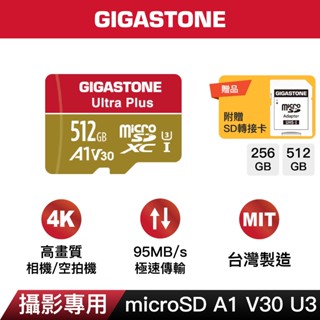 【GIGASTONE】相機記憶卡A1 V30 U30 512G/256G｜臺灣製造/microSD/256GB