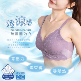 艾波迷亞 C-E 無鋼圈內衣 輕挺透涼感 超輕 超涼 機能內衣 包副乳 防外擴 大罩杯 (5975)