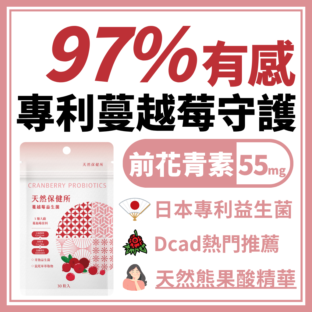 一顆底兩顆 前花青素54mg以上 蔓越莓 蔓越莓錠 蔓越莓膠囊 花青素 益生菌 私密處 私密 天然保健所【蔓越莓益生菌】