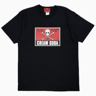 日本 PINK DRAGON - CREAM SODA 經典 紅旗骷髏 LOGO T-SHIRT - BLACK