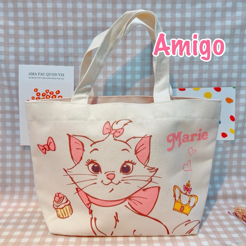 正版授權 迪士尼 瑪莉貓 瑪麗貓 帆布 提袋 手提袋 帆布袋 帆布包 便當袋 餐袋 布袋 布包