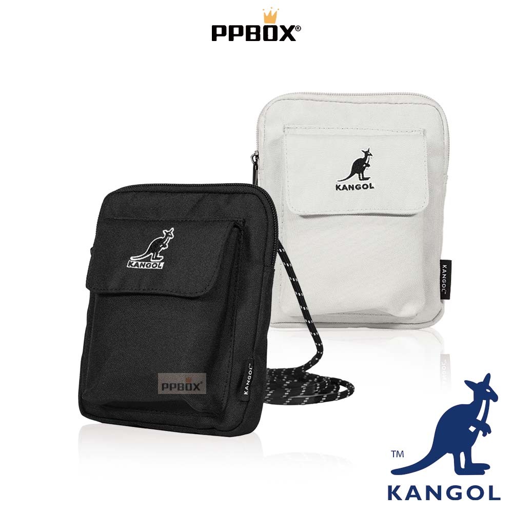 KANGOL 袋鼠 抽繩背帶 口袋包 側背包【65551781】時尚 包包 斜背包 防潑水 護照包 平價包 日韓穿搭