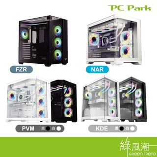 PC Park 相容性高 支援水冷 全透玻璃 多功能I/O面板 細密防塵網 海景房機殼 電腦機殼 綠風潮