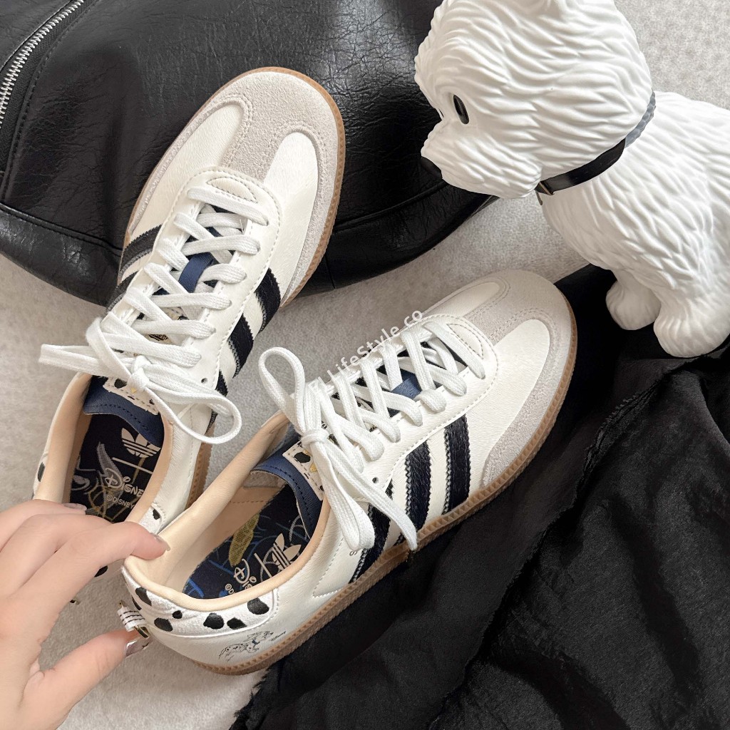 -EJ-現貨 DISNEY X ADIDAS SAMBA OG 迪士尼 101忠狗 奶油白黑 焦糖底 斑點 KJ5990