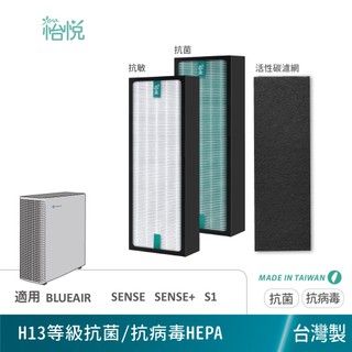怡悅 HEPA 抗菌/病毒活性碳 濾網 適用 Blueair Sense Sense+ 空氣清淨機 濾心 活性碳濾網組合
