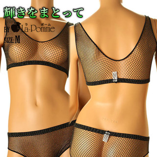 La-Pomme日本製女內衣性感閃亮金屬感全透視彈力網狀小可愛內衣CB013