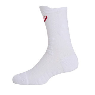 【EALI】ASICS 中筒襪 男女中性款 籃球配件 白/紅 3063A065-101