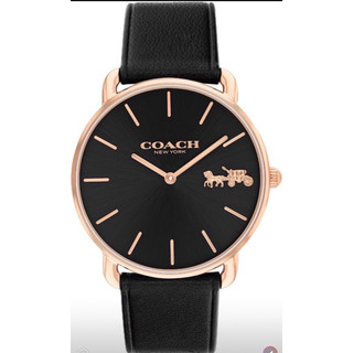 COACH Elliot C字時尚皮帶女錶 黑x玫瑰金 CO14504381/36mm
