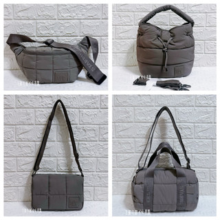 全新正品~星巴克灰棕尼龍絎縫側背包~星巴克灰棕尼龍絎縫圓筒側背包~星巴克灰棕尼龍絎縫筒型側背包~星巴克灰棕尼龍絎縫斜背包