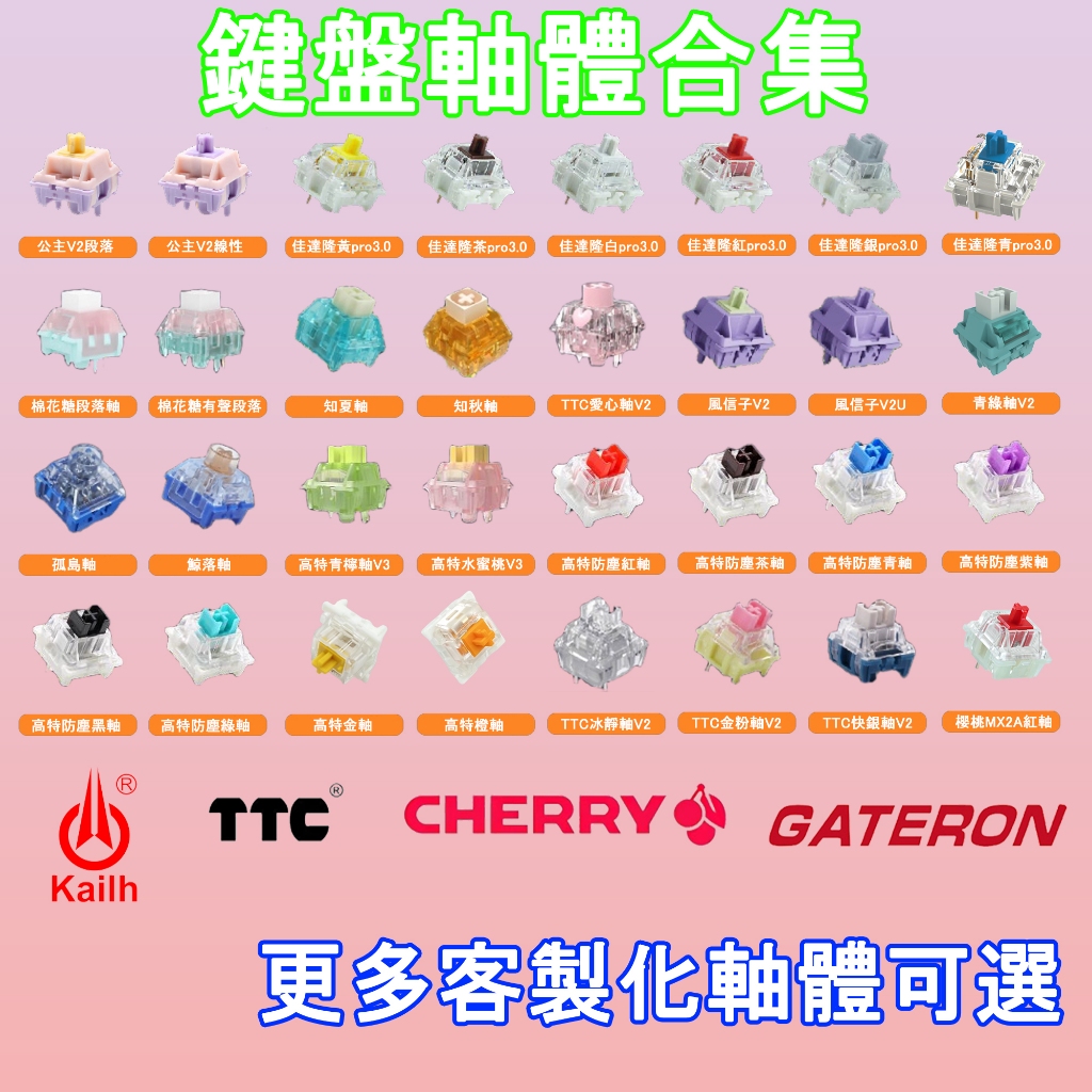 🌟鍵盤軸體 水蜜桃V3 公主軸V5 TTC快銀金粉 凱華BOX軸 青軸紅軸茶軸銀軸黑軸 高特軸cherry軸佳達隆靜音軸