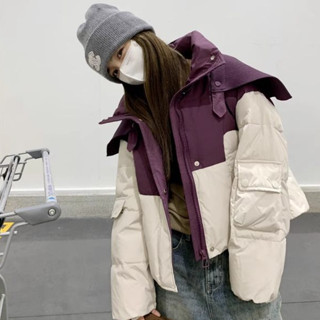 胖胖美依棉衣 披肩羽絨棉服女短韓版寬鬆百搭時尚冬季撞色洋氣麵包…1F073-7180