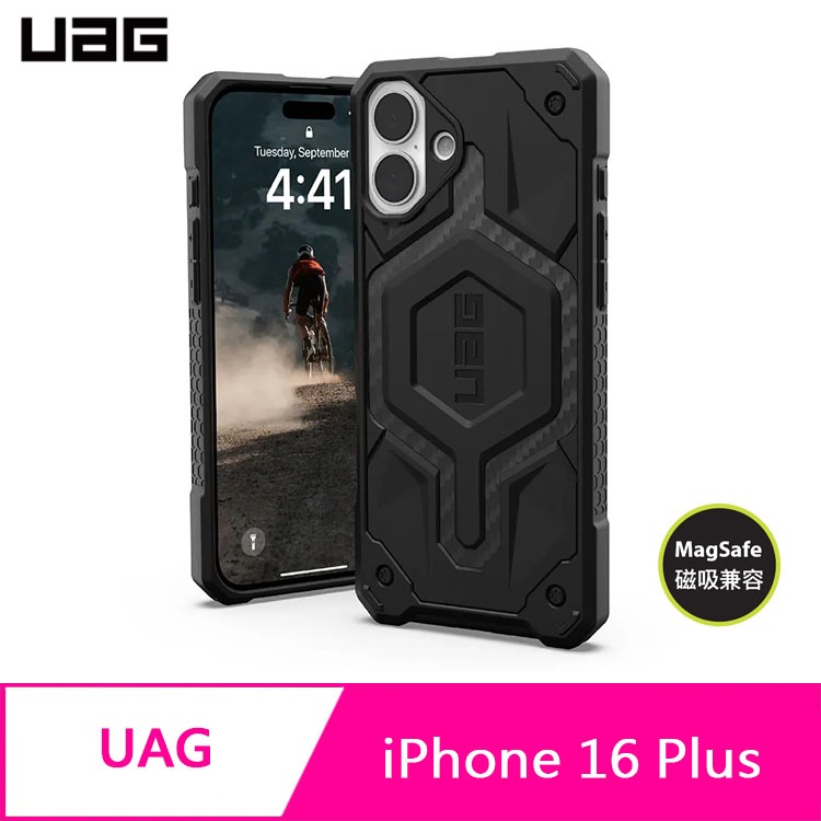 UAG iPhone 16 Plus 磁吸頂級版耐衝擊保護殼-碳黑