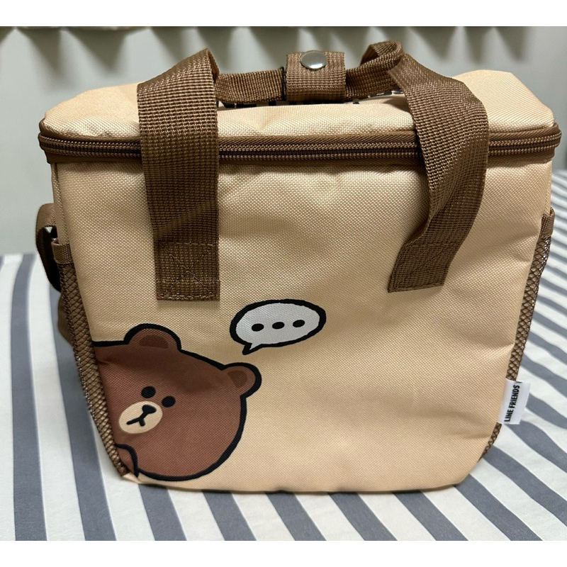 轉賣全新 LINE FRIENDS歡樂路跑物資 熊大鋁箔保冷袋 保溫袋 尼龍造型野餐墊 露營