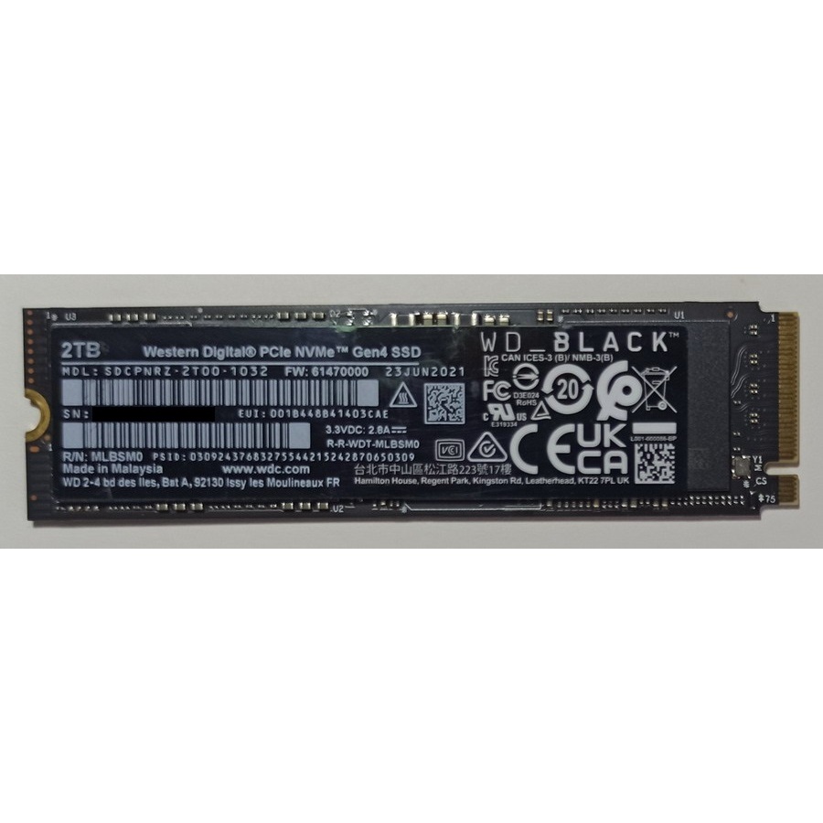 威騰 WD SN810 1TB 黑標 M.2 PCIE Gen4 NVME SSD 1T