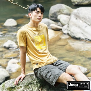 JEEP 男裝 休閒口袋工作短褲-軍綠色