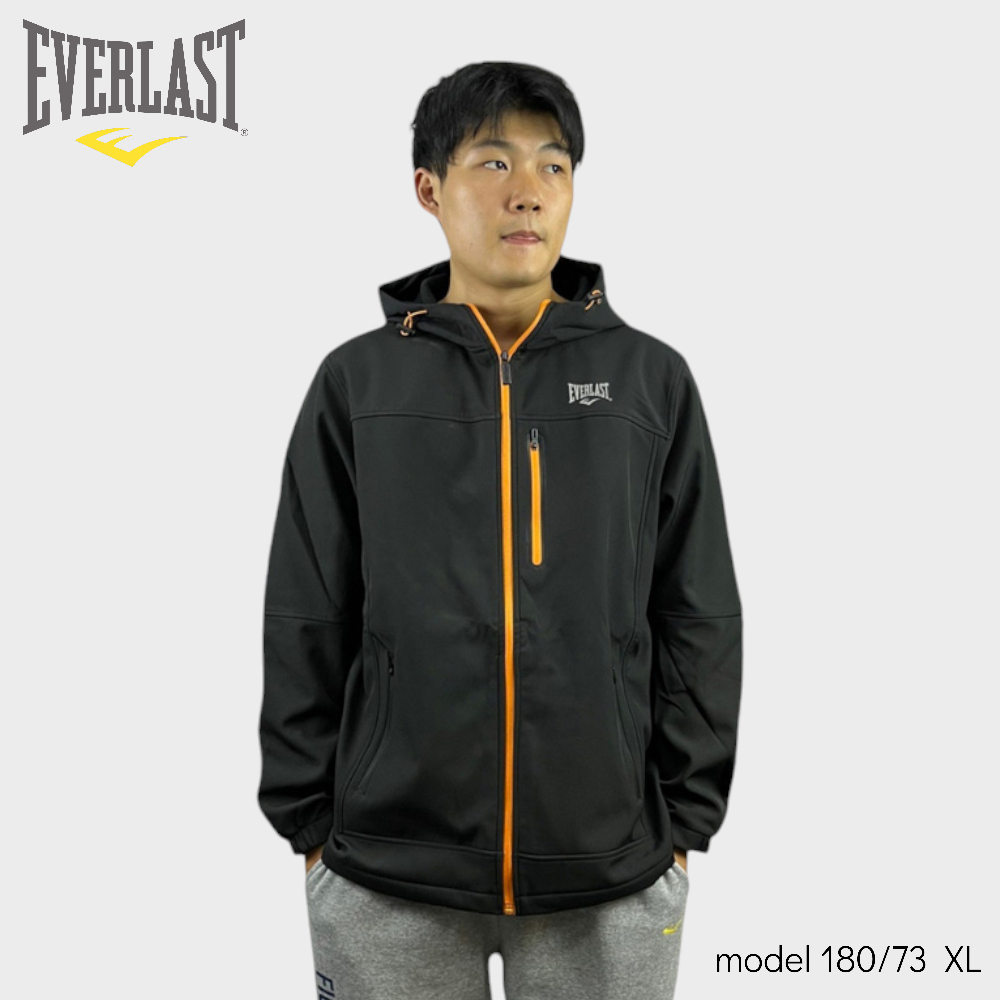 EVERLAST 外套 黑色 內磨毛 機能 連帽外套 男 4151144020