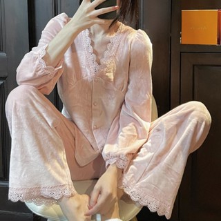 YC家🎀熱銷爆款 法式 睡衣 復古 宮廷風 金絲絨 睡衣 女 秋冬 長袖長褲 女生睡衣套裝 居家服 純欲 保暖睡衣 套裝
