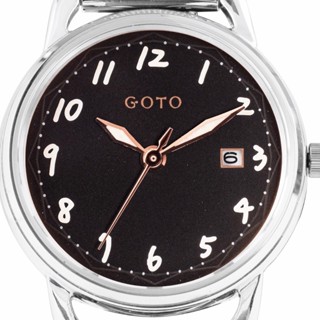【GOTO】 Numerals 數字系列-小月光-黑銀皮帶款GL0119L-23-341 26mm 現代鐘錶