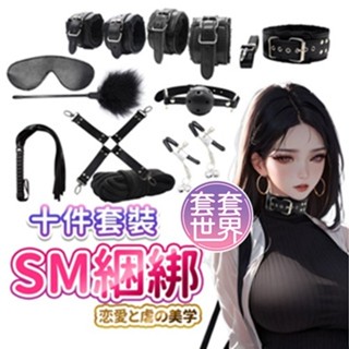 CICILY 無禁的愛 SM綑綁 十件組 手銬項圈 乳夾 皮鞭 綑綁束縛 BDSM SM套裝 口塞球 調教情趣用品 用品