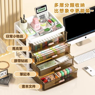 發票含稅🔥 桌面收納盒 化妝品收納箱 多功能多層抽屜式收納櫃 文具收納盒 雜物整理儲物盒 雜物收納 檔案收納