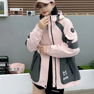 風衣外套 棒球服 連帽外套韓版時尚撞色衝鋒衣女春秋 新款寬鬆炸街甜酷高級設計感外套NE245.24123胖胖美依