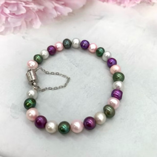 🎀小小飾品🎀原創獨一無二福利特價天然海水珍珠手鍊馬卡龍多巴胺多色珍珠手鏈 珠光亮