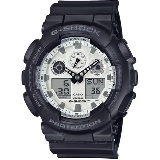 CASIO 卡西歐 G-SHOCK 黑白經典雙顯手錶 GA-100WD-1A 開學季禮物