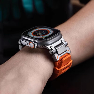 現貨蘋果Ultra 49mm運動機械風不鏽鋼介面軟TPU 蘋果手錶帶 錶帶 apple watch錶帶