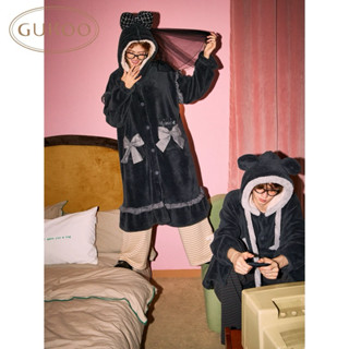 預購Gukoo/果殼睡袍情侶迪士尼聯名新款簡約保暖男士家居服睡袍