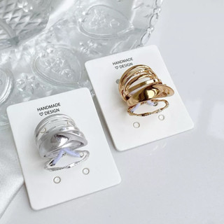 HANDMADE DESIGN | 全新 戒指7入套組 幾何 交叉 日系簡約 金色 銀色 金銀戒指 市集 日本品牌 韓貨