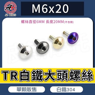 傑能 JZ｜TR螺絲 M6x20 大頭螺絲 大牌螺絲 車牌螺絲 造型螺絲 牌照螺絲 機車牌框螺絲 白鐵螺絲 裝飾螺絲