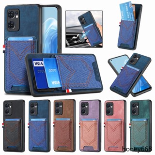復古牛仔紋插卡殼適用於OPPO Reno12 Pro手機殼Reno10pro保護套reno11 reno9 8T保護殼