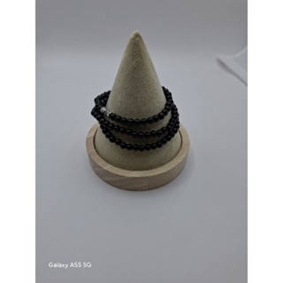 〔附證書〕天然翡翠-三圈墨翠手串項鍊。（4.8~5mm）