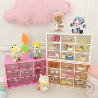 🌈A13臺灣現貨🌈 少女心in九宮格防塵抽屜式九宮格化妝品收納學生收納盒白色首飾盒