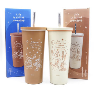 （全新）迪士尼 星空米奇 700ml 真空保溫吸管隨行杯 吸管杯 隨行杯 真空保溫杯 白色